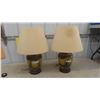 Image 1 : Pair of Mid Century Modern Lamps 27'' Tall with Yellow and Brown Acrylic