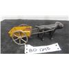 Image 1 : Late 1800s Cast Iron Toy Dog Pulling Cart 7 1/2'' Long - Excellent Condition