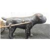 Image 2 : Late 1800s Cast Iron Toy Dog Pulling Cart 7 1/2'' Long - Excellent Condition