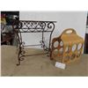 Image 1 : Wrought Iron Table 17 1/2'' x 18'' x 19'' , Wood 6 Wine Bottle Holder