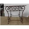 Image 2 : Wrought Iron Table 17 1/2'' x 18'' x 19'' , Wood 6 Wine Bottle Holder
