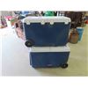 Image 1 : 2 Large Rubbermaid Portable Coolers on Wheels