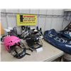 Image 1 : 3 Pairs of Skates Size 4 , 5 , 8.5 , 2 Hockey Helmets , Sports Bag