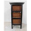 Image 2 : Wood Stand with 3 Wicker Drawers 11 1/2'' x 12 3/4'' x 28''