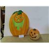 Image 1 : Halloween Decorations : Jack-o-Lantern 8 1/2'' Tall , Wall Mount Pumpkin