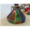 Image 2 : Colored Glass Swag Lamp 15'' x 13'' *Top Piece Needs Securing (See