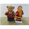 Image 1 : (2) 1997 Plastic Christmas Decorations - Noel Bear and Santa 10'' 