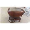 Image 1 : Walnut Tea Wagon with Top Glass 28'' x 27'' x 18'' 