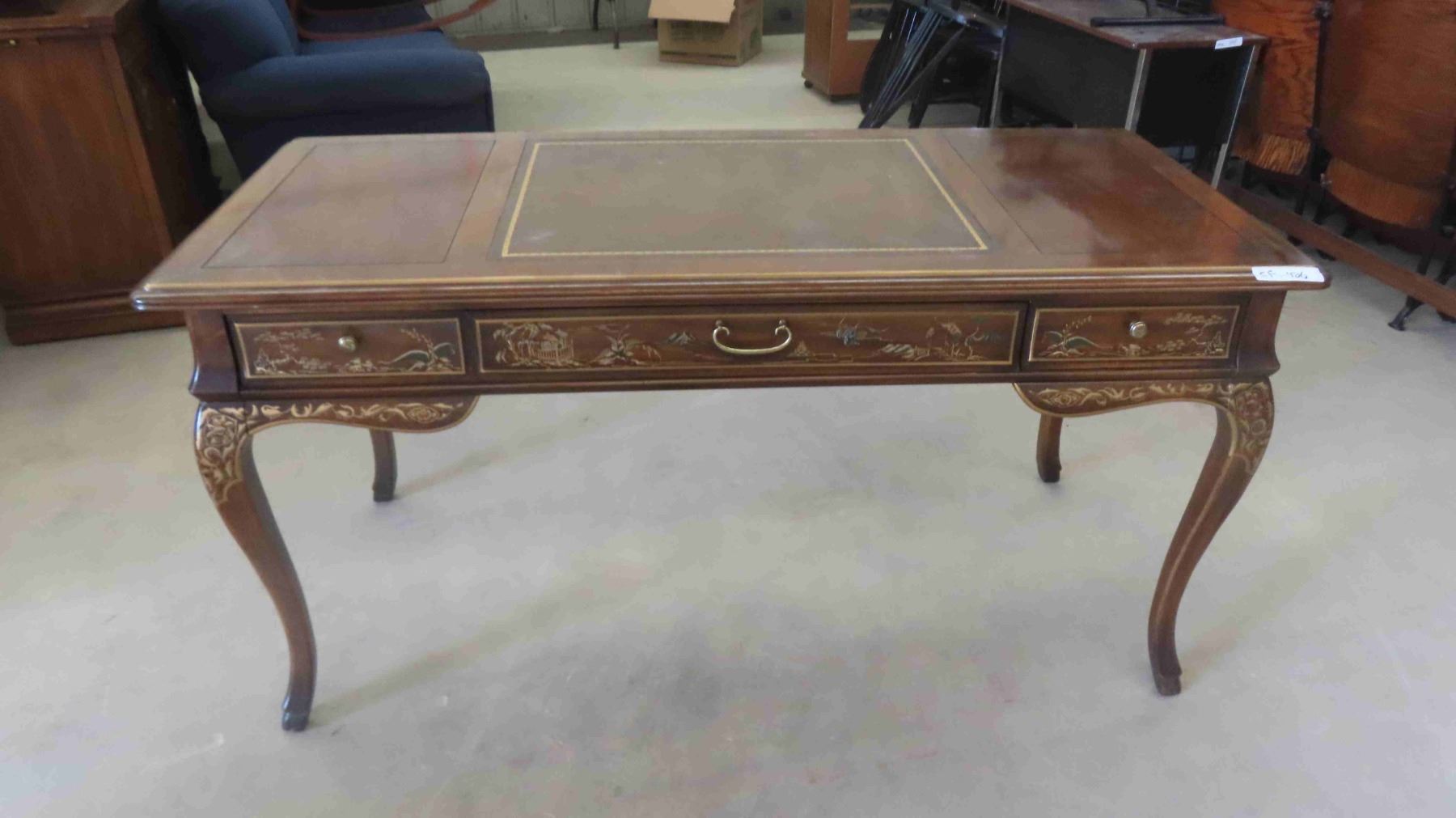 Fancy Desk with Oriental Inlay Design 30'' x 27'' x 60''