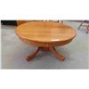 Image 1 : Oak Pedestal Coffee Table 18'' x 38'' 