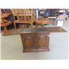 Image 1 : Walnut Rolling Servers Cabinet (Not-Extended) 31 1/2'' x 38'' x 18'' (Extended Size) 