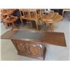 Image 3 : Walnut Rolling Servers Cabinet (Not-Extended) 31 1/2'' x 38'' x 18'' (Extended Size) 