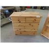 Image 2 : 5pce Pine Furniture Set : Dresser 30'' x 32'' x 15'' , Open Book Shelf 68'' x 
