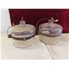 Image 2 : 2 Vintage 1 Gallon Tins : Peerless & BA , 2 Glass Kerosene Pails 