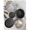 Image 4 : Pots, Pans, 4 Stainless Steel Bowls, Strainers, Measuring Cups