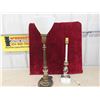 Image 1 : 2 Vintage Lamps with Brass Accents & Glass Shade - 1 is Missing Shade 