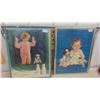 Image 1 : 2 Original 1940s Large Prints of Child with Puppy Framed 16'' x 20'' 