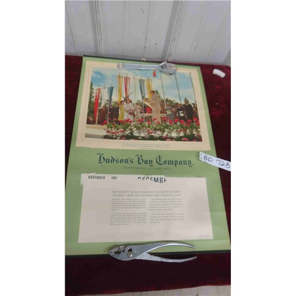 1961 Hudsons Bay Company Calender - Queen Recieves Rent 