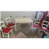 Image 1 : Painted Table 30'' x 42'' x 30'' with 4 Chairs 
