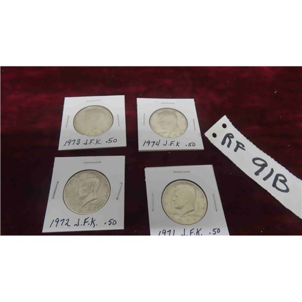 4 USA JFK 50 Cents 1971, 1972, 1973, 1974