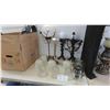 Image 1 : 5 Solar Lights Tallest is 21 1/2'' , Candlestick Holder , Extra Glass Lamp Shades 