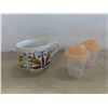 Image 8 : Pyrex Mixing Bowl, Strainer, Metal Tray, Vases, Enamel Butter Dish with Lid & More 