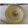 Image 2 : 3 Brass Hanging Plates with Ship Display - Largest is 20 1/2'' Diameter
