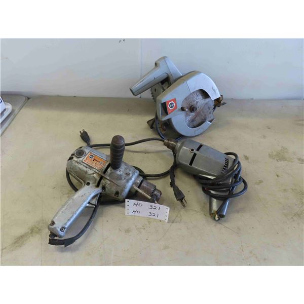 Black and Decker Power Tools: 7 1/4'' Circular Saw, 3/8'' Drill, 1/2'' Drill