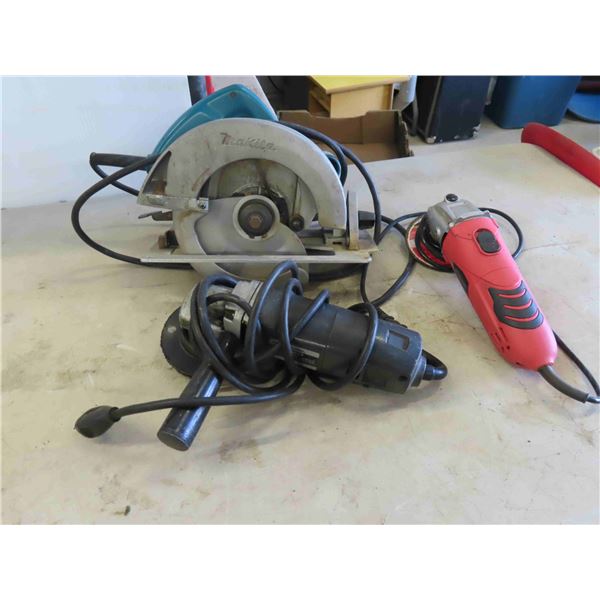 Power Tools: Makita Circular Saw No Blade, Black and Decker, Toolshop 4 1/2'' Angle Grinder