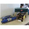 Image 1 : 2 Person Tent, Oscillating Sprinkler, New Coleman Catalytic Heater, Plastic Stool