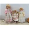 Image 2 : Dolls: 3 Porcelain Tallest is 16 1/2'' , 2 Vintage Tallest is 19 1/2''