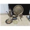 Image 2 : Silver Plated Tea Pot, Cream and Sugar, Tray, Butter Dish , 5pcs Doricware 