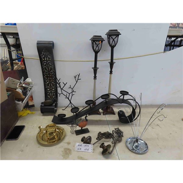 Assortment of Unique Candle Holders , 2 Solar Lights & More 