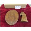 Image 1 : 2 West Coast Indigenous Wood Carved Plaques 6'' x 9 1/2'' Tall