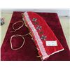 Image 1 : Nortk SK Baby Carrier (Papoose) Leather Straps, Red Velveteen, Hand Beaded 23''