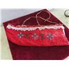 Image 2 : Nortk SK Baby Carrier (Papoose) Leather Straps, Red Velveteen, Hand Beaded 23''