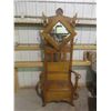 Image 1 : 1/4 Cut Oak Hall Stand 82'' x 31'' x 16'' with Umbrella Holder and Lion Head 
