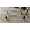 Image 2 : 3 Piece Brass and Glass Table Set : Coffee Table 15 1/2'' x 48'' x 24'' , 2 End 