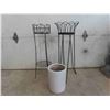 Image 1 : 2 Wrought Iron Plant Stands , Ceramic Pot 