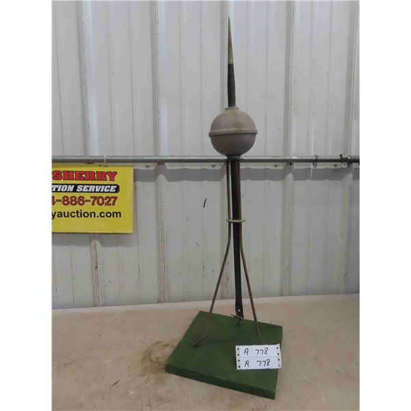 Lightning Rod 31 1/2'' Tall Mounted on Wood Base