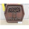 Image 1 : Molson Export on Draft Carved Sign 20'' x 19''