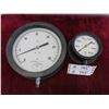 Image 1 : 2 Vintage Pressure Gauges 9 1/2'' + 5'' Across