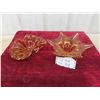 Image 1 : 2 Pieces of Amber Colored Cut Glass 