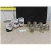 Image 1 : 8 Glass Insulators, 3 Oil Cans 