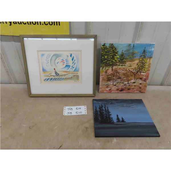 Framed Picture 13 1/2'' x 12'' , 2 Oil Paintings
