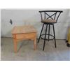 Image 1 : Wood End Table wiith Drawer  22'' x 26'' x 21'' , Bar Stool Seat Height 29''