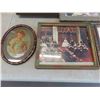 Image 3 : 4 Framed Pictures : Needle Point , Brass Plaque with Lords Prayer & More
