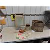 Image 1 : Egg Crate, Pickle Crock, Washboard, Bocce Balls 
