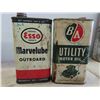Image 8 : 4 Vintage Tins : Whiz Motor Rhythm , Esso Marvelube Outboard , BA Utility Motor Oil