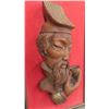 Image 2 : Vintage Mid Century Modern 3D Asian Man Drinking Tea Plaster and Wood 23'' x 13 1/2'' 